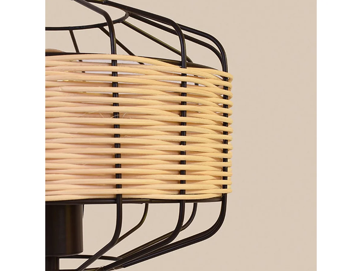 Lámpara de sobremesa Solange Lumit  60W mimbre natural/marrón Ø25x45,5 cm