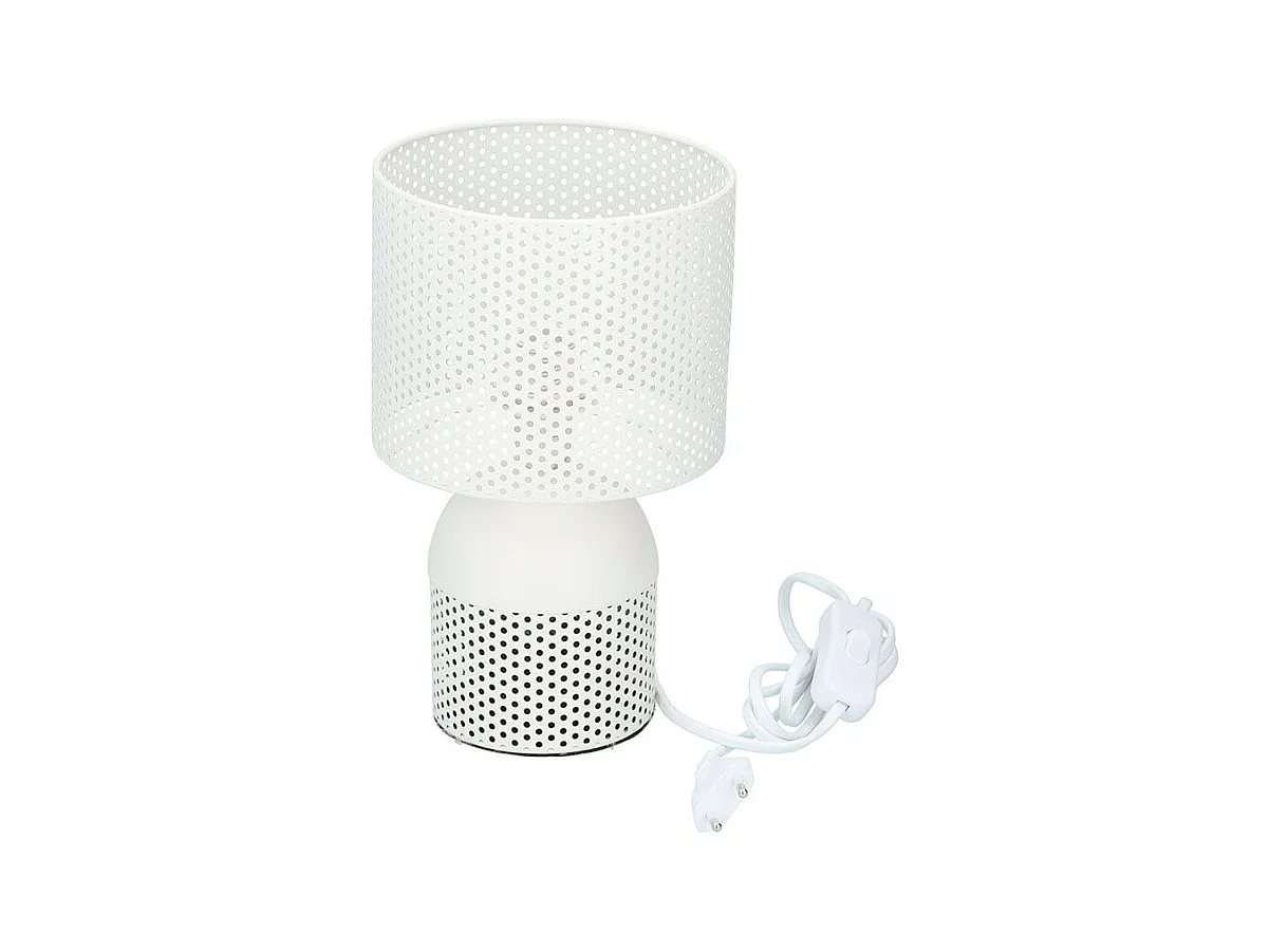 Lámpara de mesa Grundig pantalla perforada E27 40W 200Lm blanco Ø15x25 cm