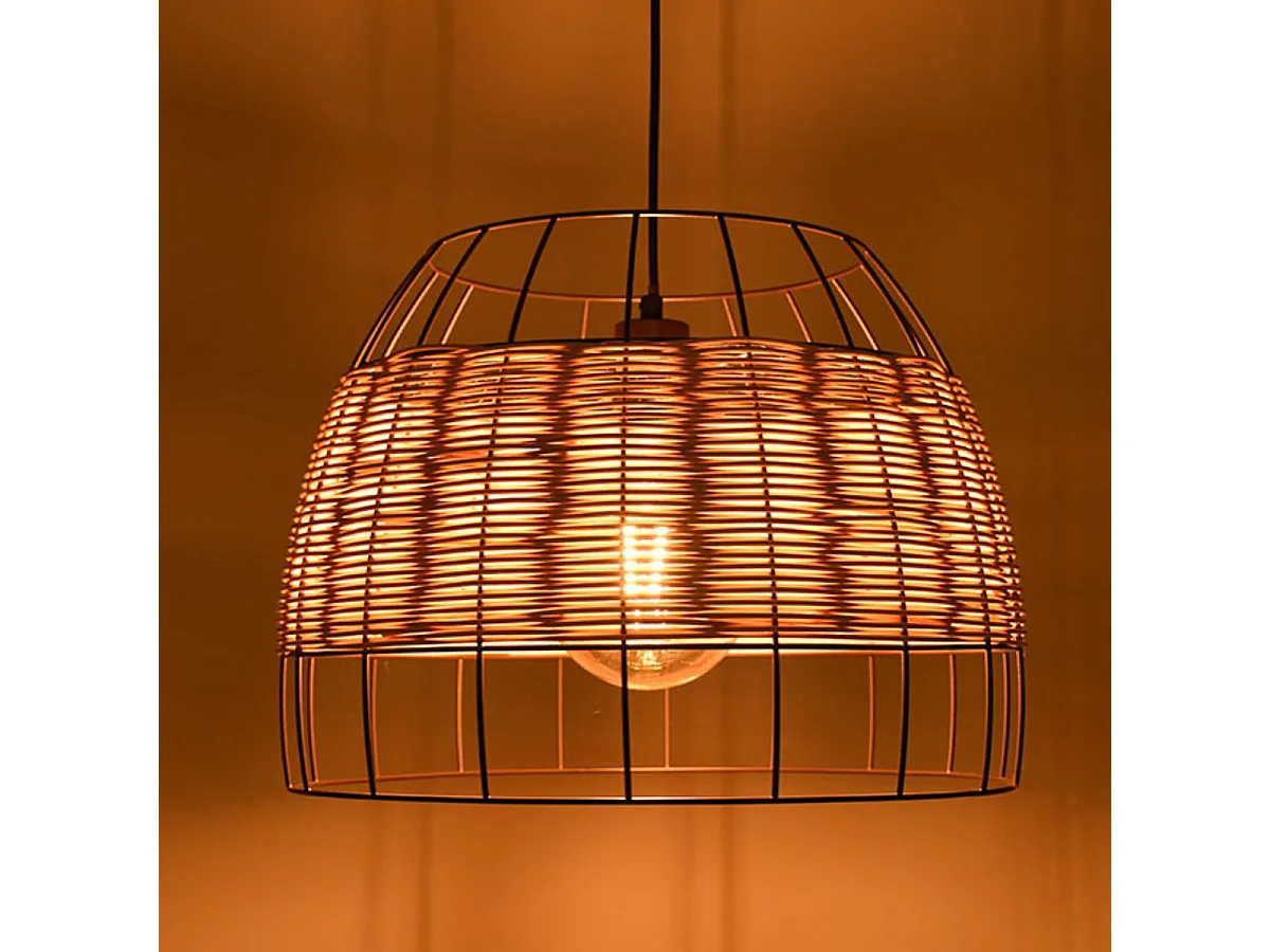 Lámpara de techo Sotero 60W colgante mimbre marrón/natural Ø42x181,5 cm