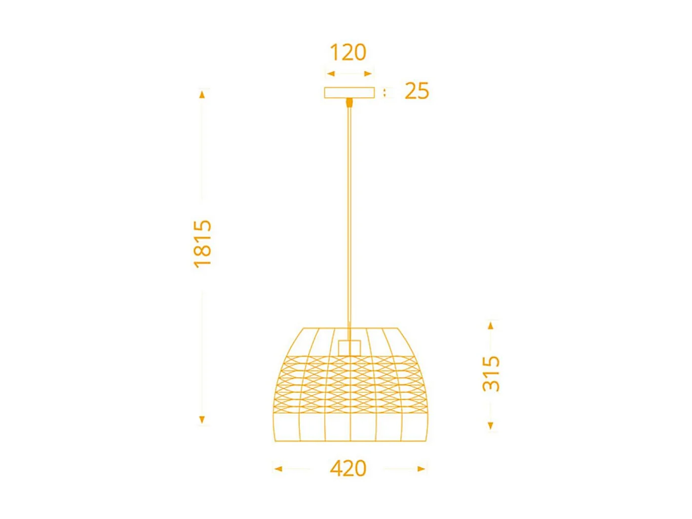 Lámpara de techo Sotero 60W colgante mimbre marrón/natural Ø42x181,5 cm