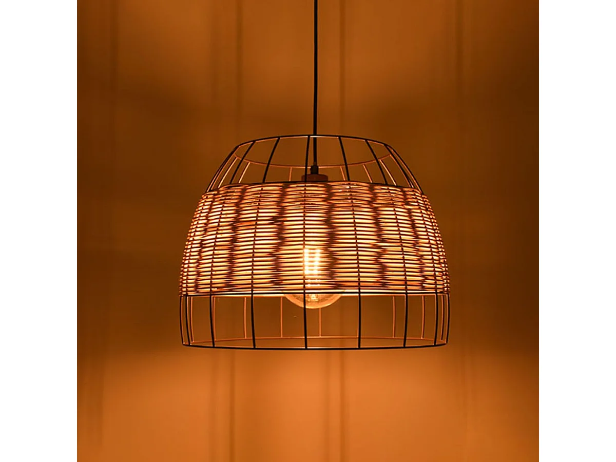 Lámpara de techo Sotero Lumit 60W colgante mimbre marrón/natural Ø32x176 cm