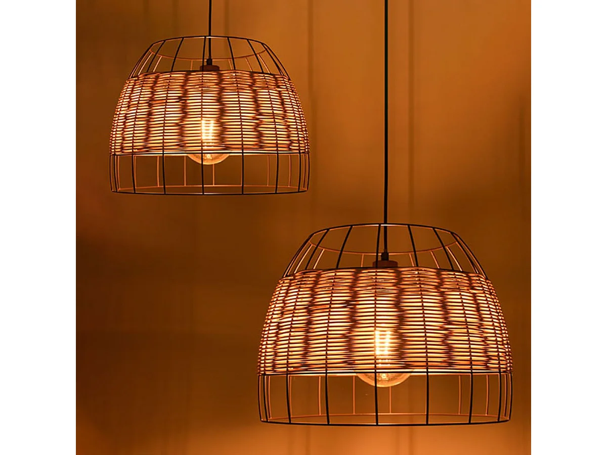 Lámpara de techo Sotero Lumit 60W colgante mimbre marrón/natural Ø32x176 cm