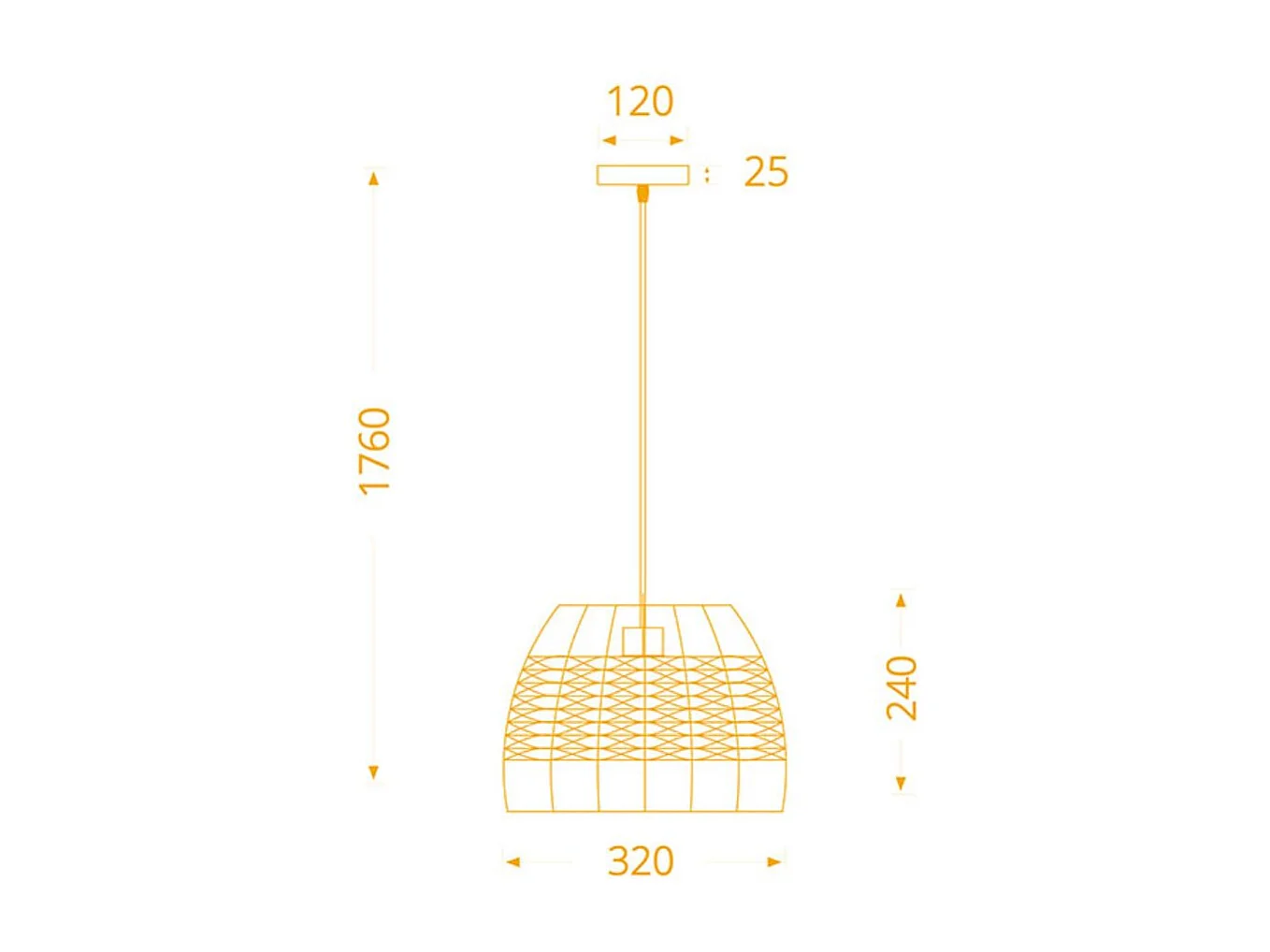 Lámpara de techo Sotero Lumit 60W colgante mimbre marrón/natural Ø32x176 cm