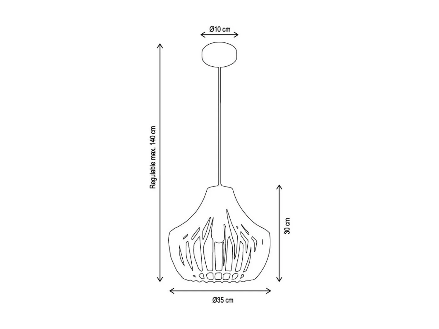 Lámpara de techo Bali Bel Air 40W altura regulable madera Ø35 cm