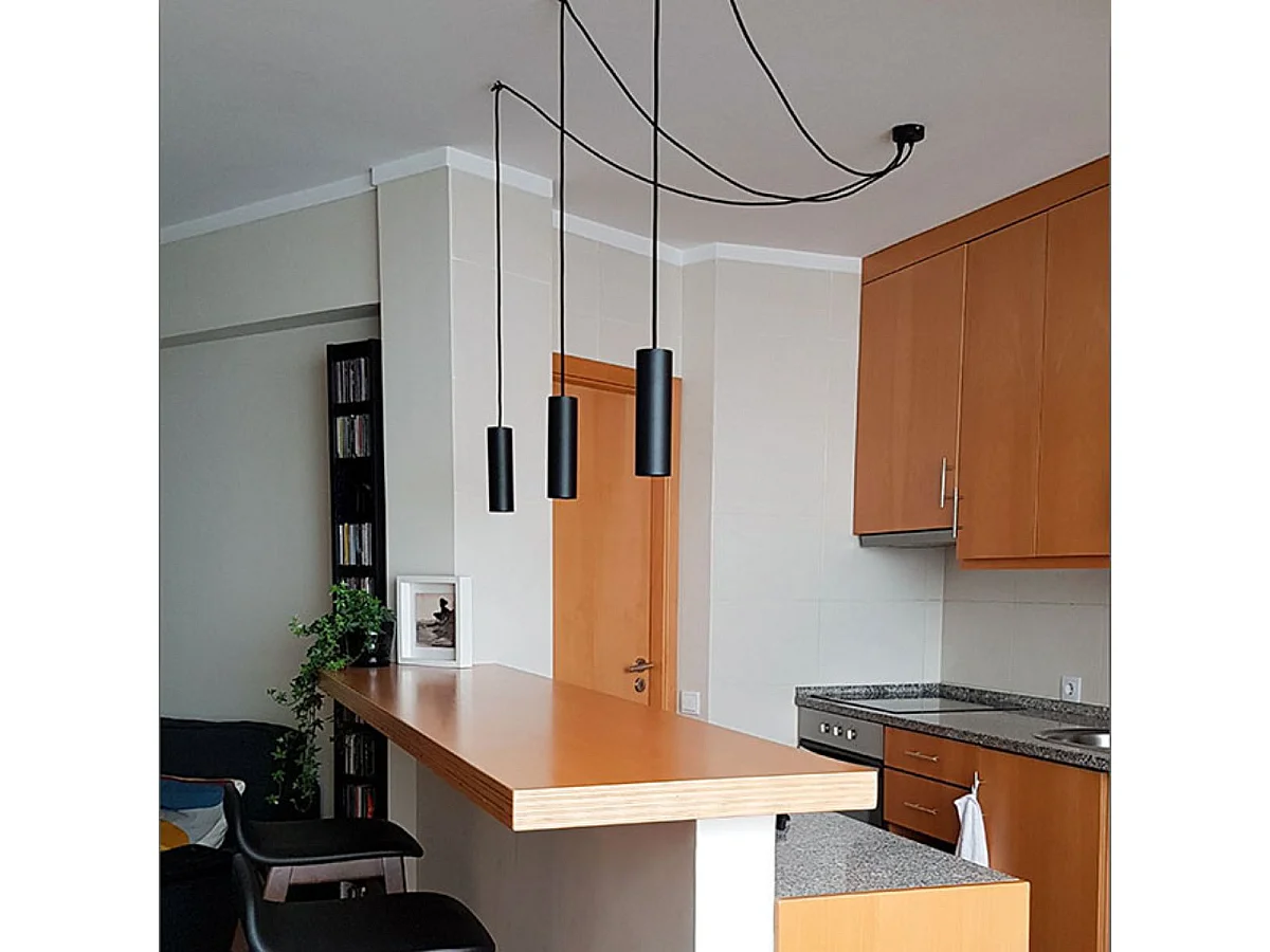 Lámpara de techo Hermione Lumit 50W altura regulable negro Ø6x20 cm