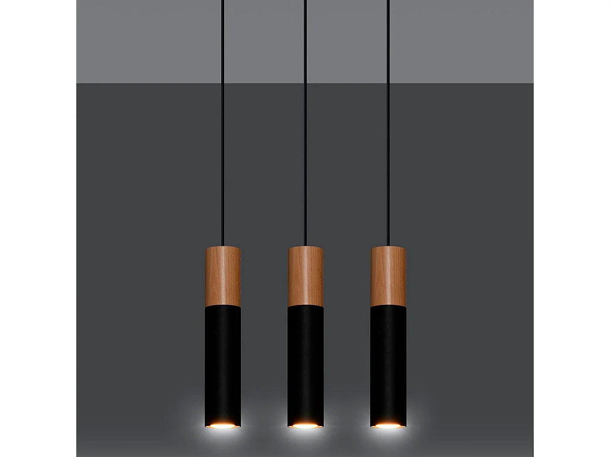 Lámpara de techo Pablo 3 negro 90x45x6 cm