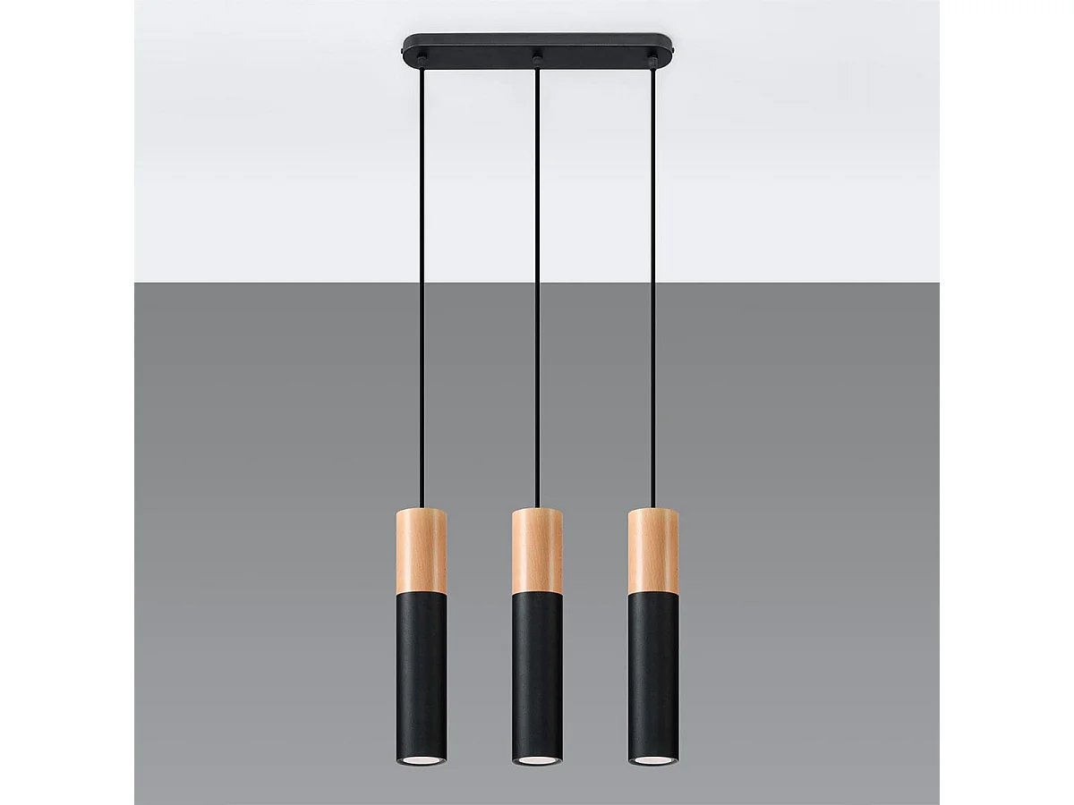 Lámpara de techo Pablo 3 negro 90x45x6 cm