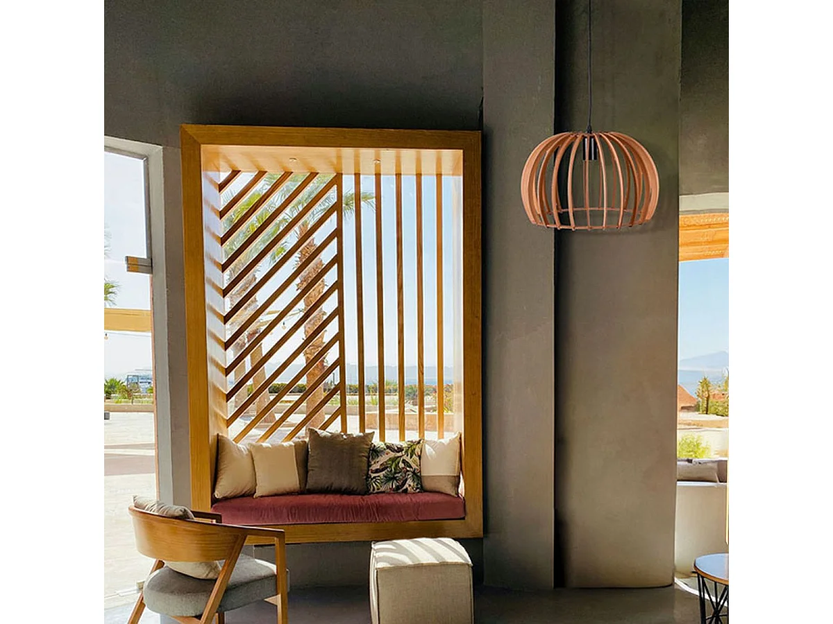 Lámpara de techo Ganges Bel Air 40W altura regulable madera Ø35 cm