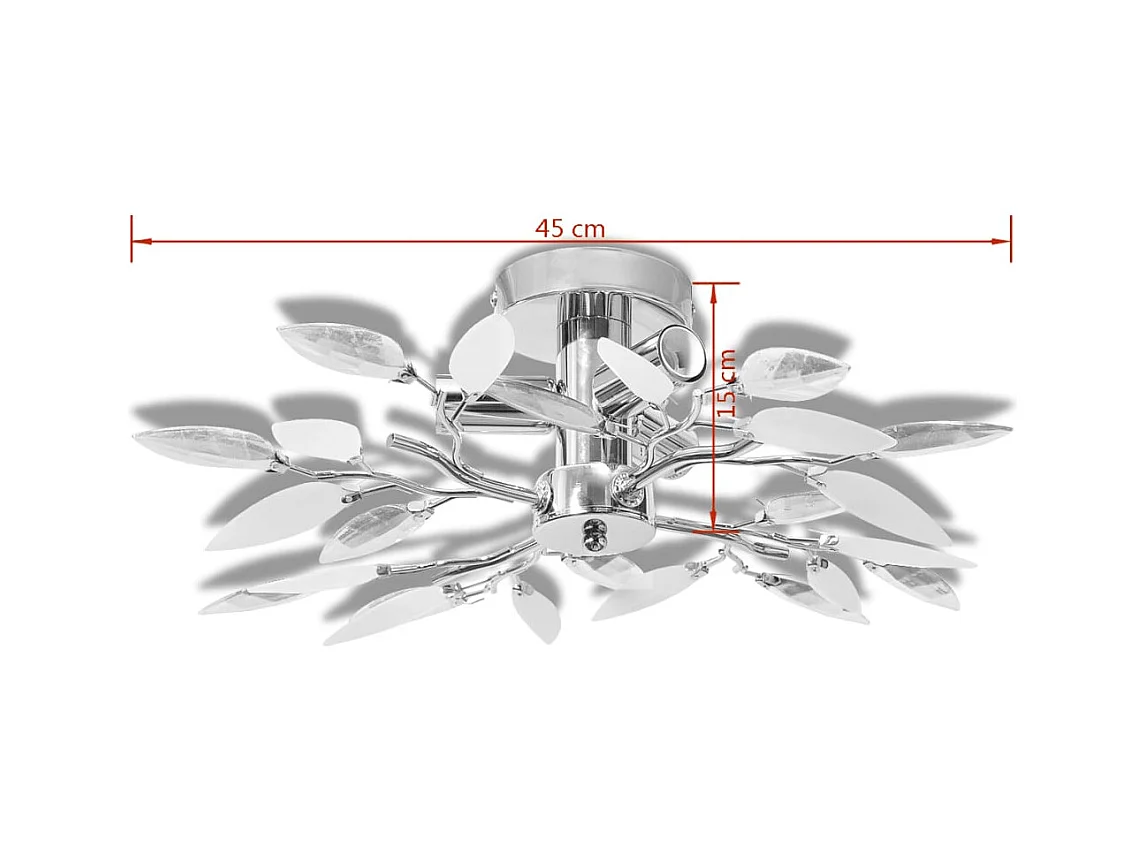 Lámpara de techo con brazos de cristal con hojas E14 blanco Ø45x15 cm