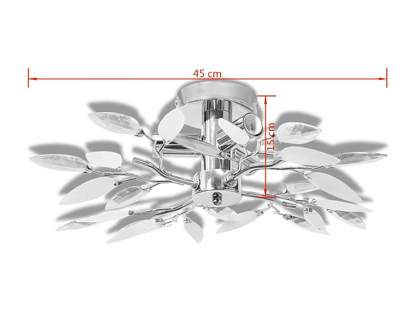 Lâmpada de Teto Elegante com Folhas de Acrílico e Cristal Brilhante