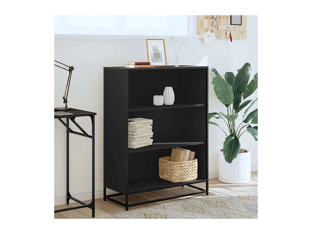 Libreria | Scaffale | Mobile di stoccaggio Nera 80,5x35x107,5 cm in Legno Multistrato