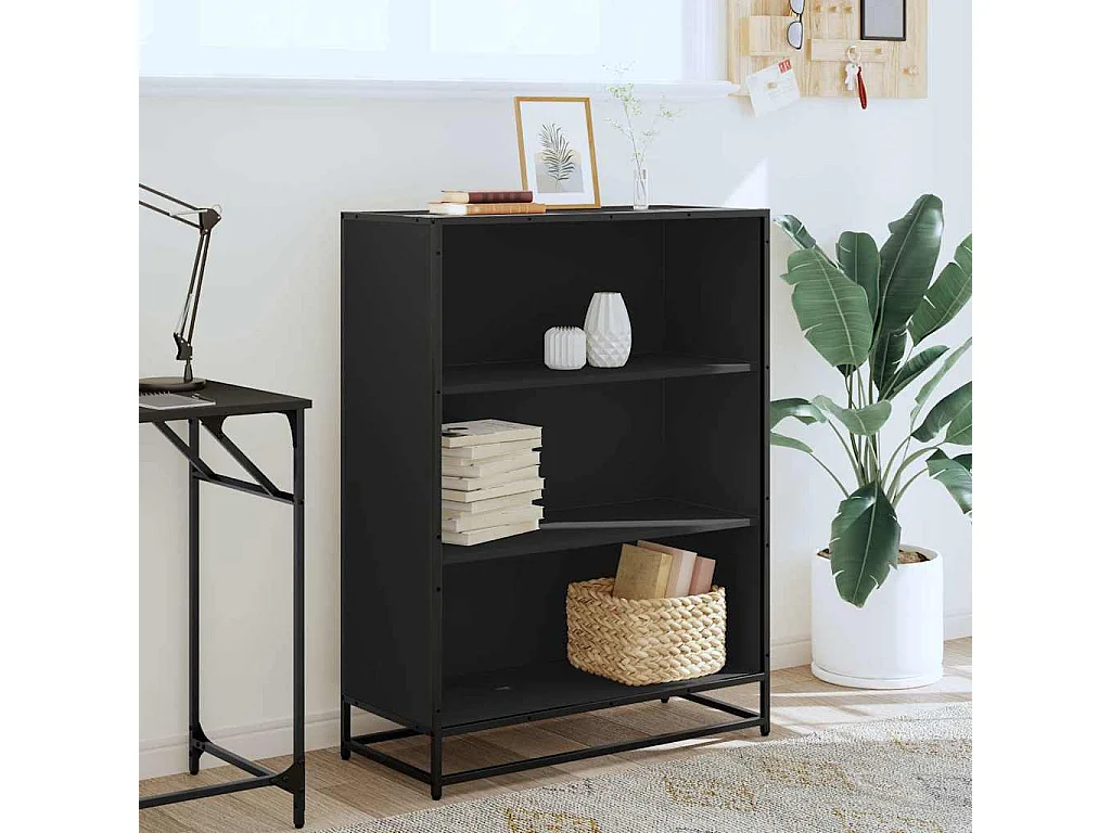 Libreria | Scaffale | Mobile di stoccaggio Nera 80,5x35x107,5 cm in Legno Multistrato