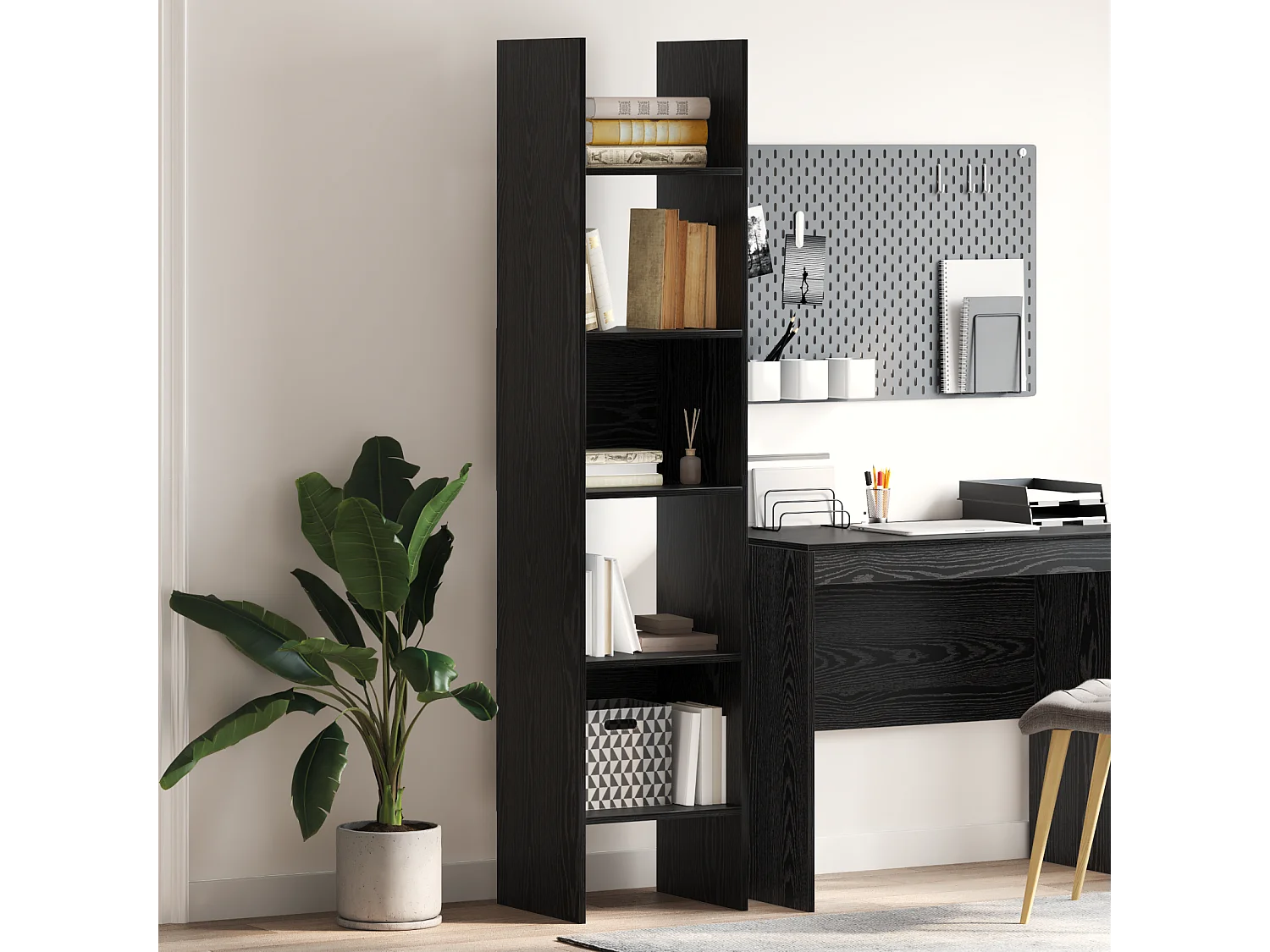 Bibliothèque | Etagère de rangement | Meuble de rangement Chêne noir 40 x 35 x 180 cm Bois d'ingénierie
