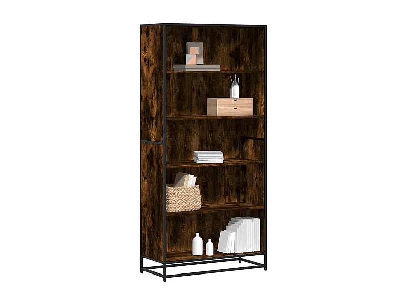 Bibliothèque | Etagère de rangement | Meuble de rangement chêne fumé 80,5x35x170,5 cm bois d'ingénierie