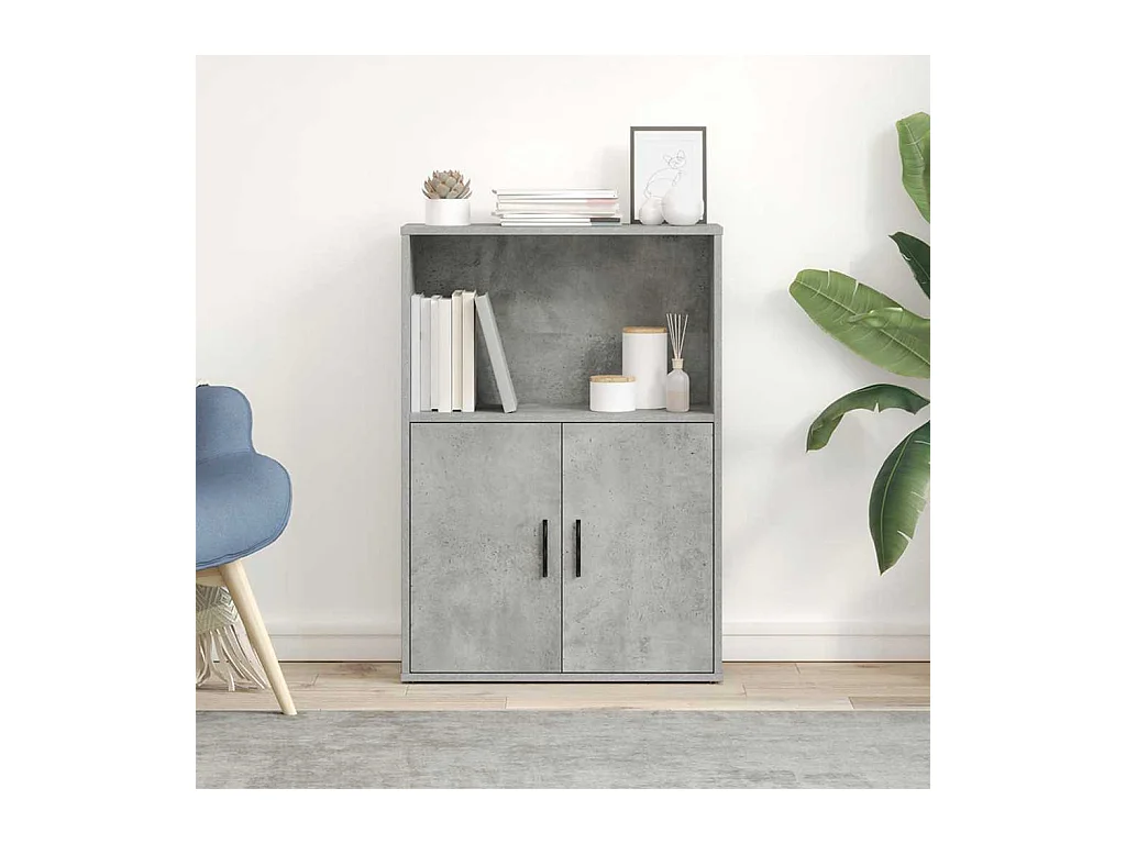 Bibliothèque | Etagère de rangement | Meuble de rangement gris béton 60x24x85 cm bois d'ingénierie