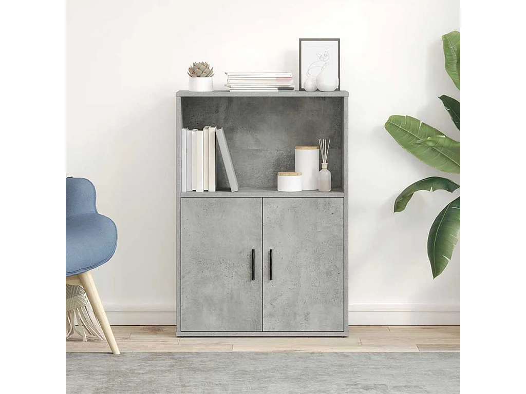 Libreria | Scaffale | Mobile di stoccaggio Grigio Cemento 60x24x85 cm in Legno Multistrato