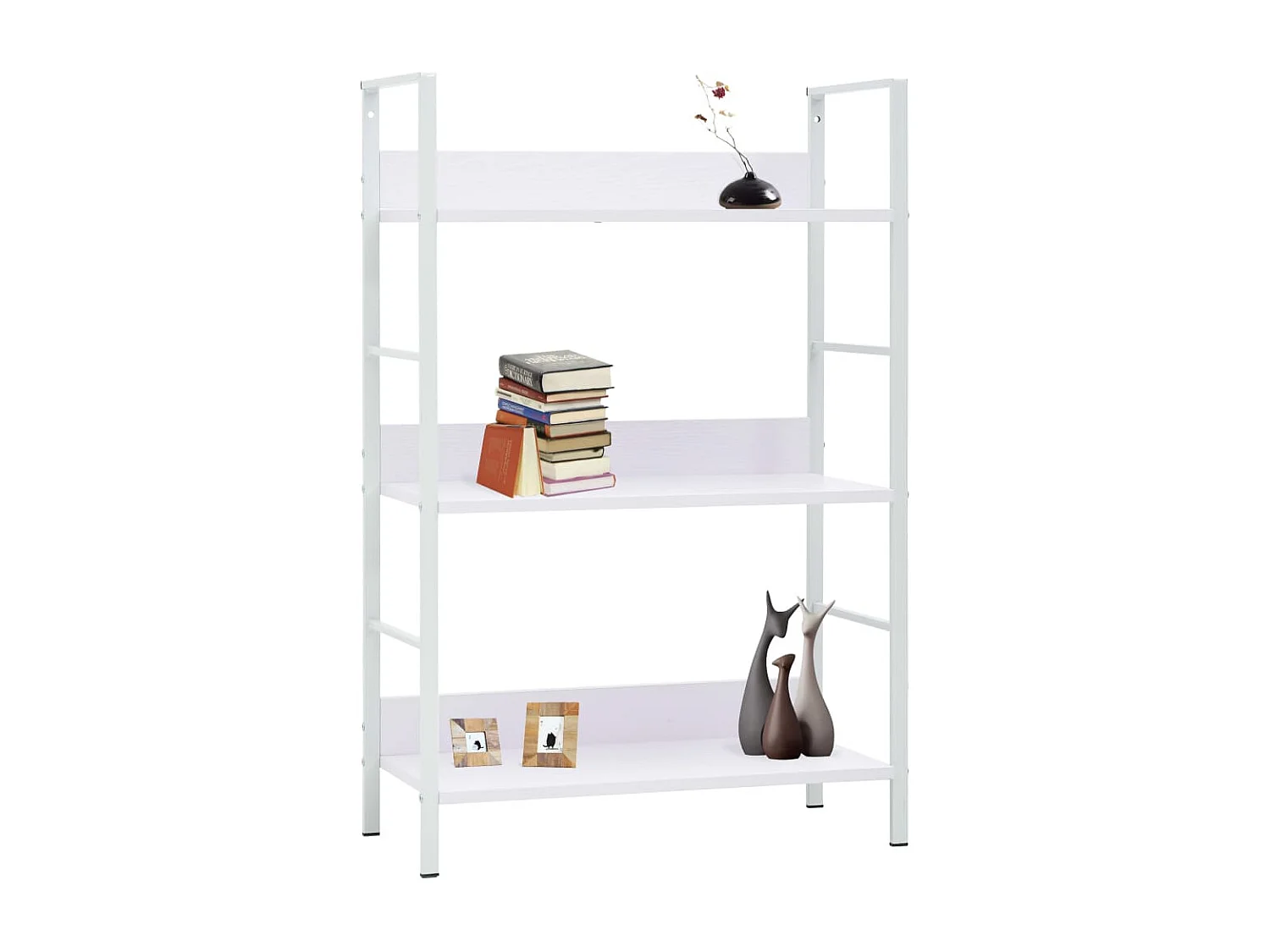 Bibliothèque | Etagère de rangement | Meuble de rangement à 3 niveaux blanc 60x27,6x90,5cm bois d'ingénierie