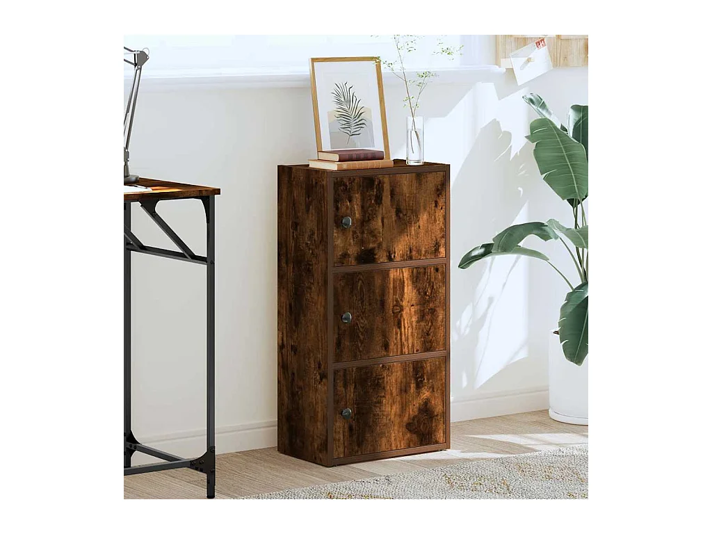 Bibliothèque | Etagère de rangement | Meuble de rangement chêne fumé 40x24x77 cm bois d'ingénierie