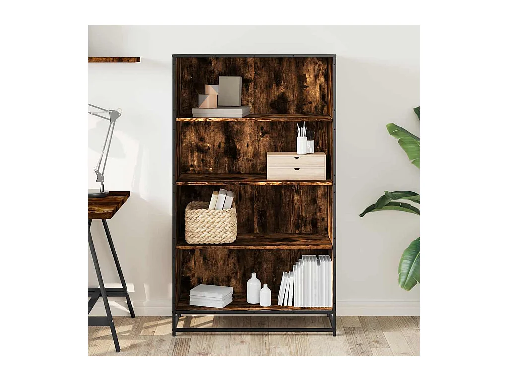 Bibliothèque | Etagère de rangement | Meuble de rangement chêne fumé 80,5x35x139 cm bois d'ingénierie