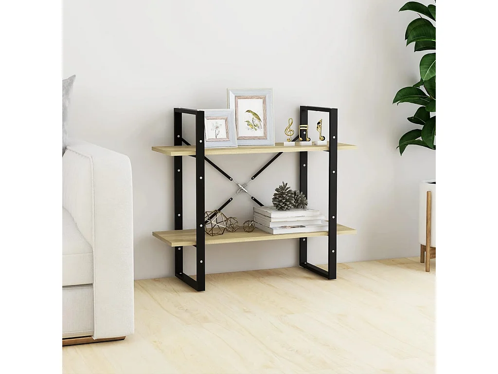 Libreria | Scaffale | Mobile di stoccaggio 2 Ripiani Rovere Sonoma 80x30x70 cm Legno Multistrato