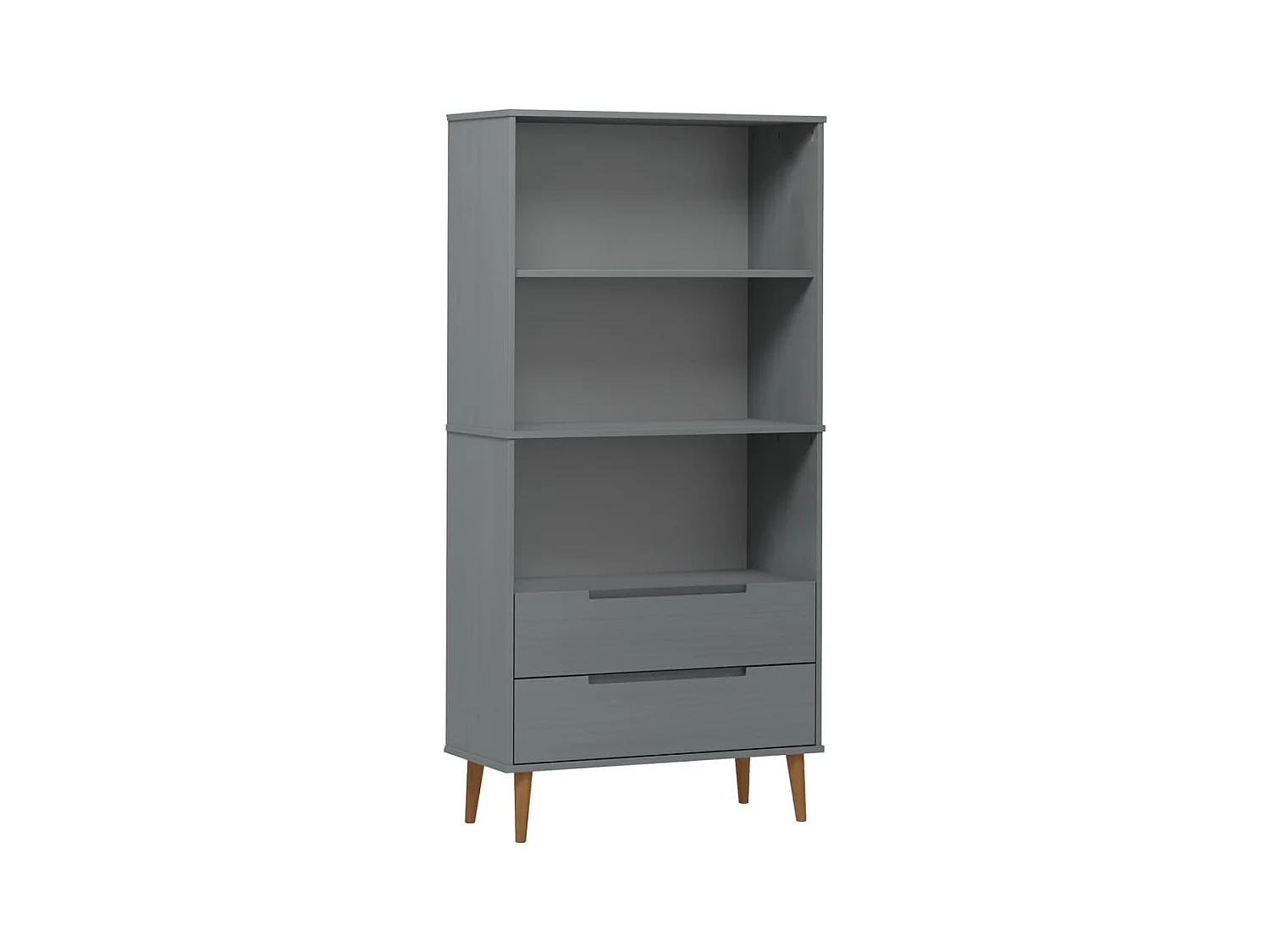 Bibliothèque | Etagère de rangement | Meuble de rangement MOLDE Gris 85x35x170,5 cm Bois massif de pin