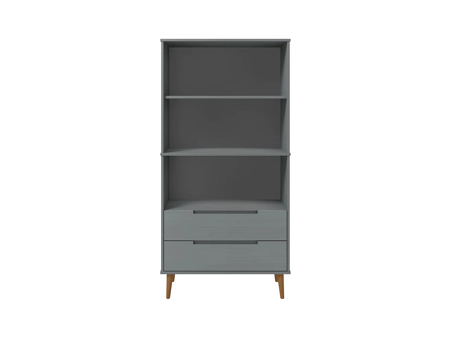 Bibliothèque | Etagère de rangement | Meuble de rangement MOLDE Gris 85x35x170,5 cm Bois massif de pin