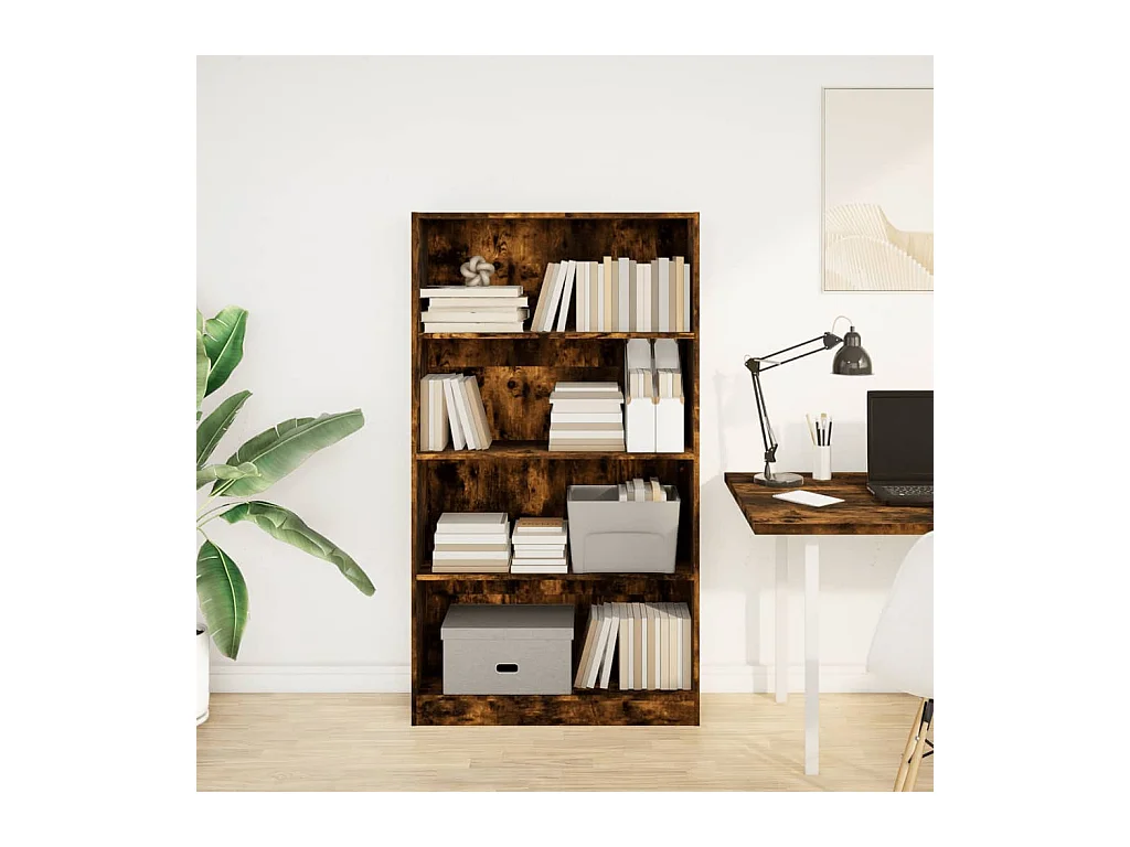 Bibliothèque | Etagère de rangement | Meuble de rangement chêne fumé 80x24x143 cm bois d'ingénierie