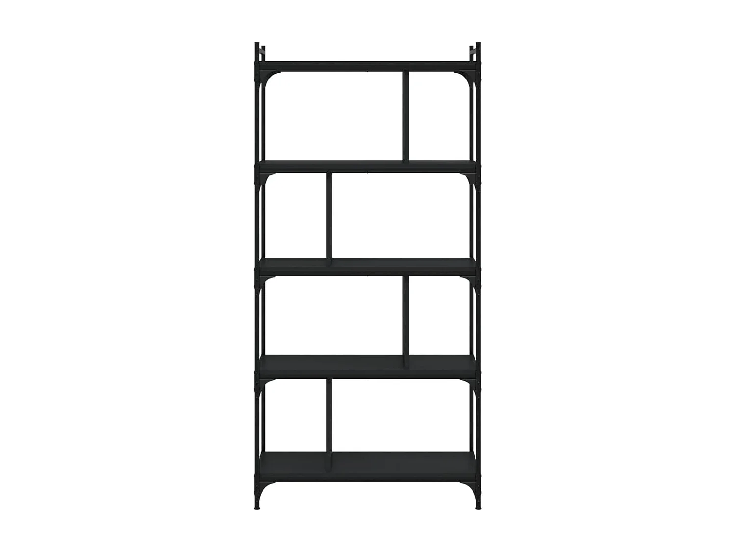 Libreria | Scaffale | Mobile di stoccaggio Nera 5 Ripiani 76x32x158 cm Legno Multistrato