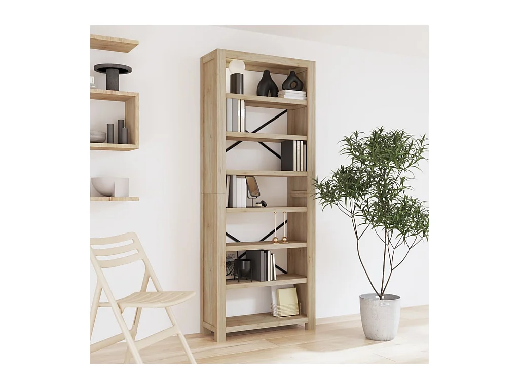 Libreria | Scaffale | Mobile di stoccaggio a 7 Ripiani 80x30x200 cm in Legno Massello di Acacia