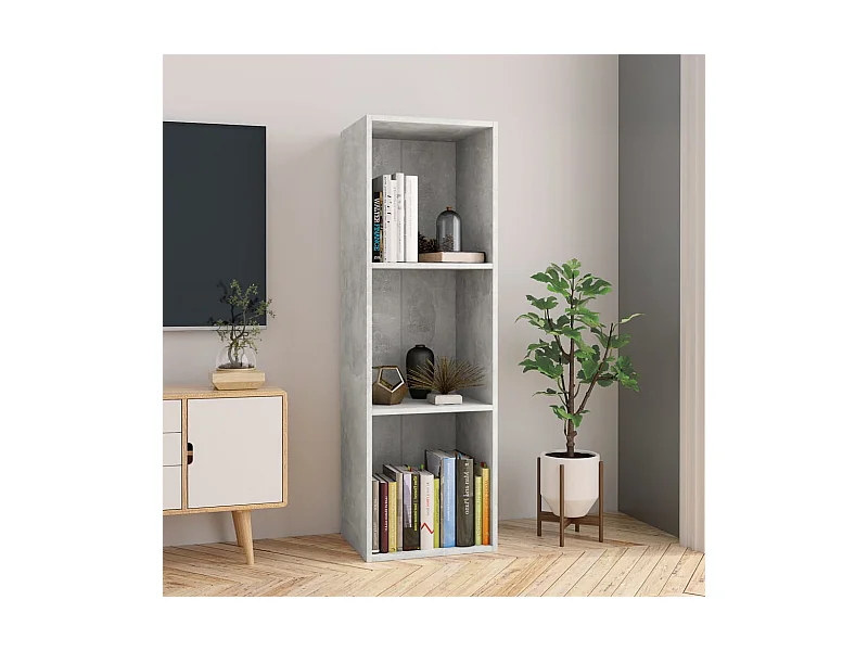Bibliothèque Meuble TV | Etagère de rangement | Meuble de rangement Gris béton 36x30x114cm Bois d’ingénierie