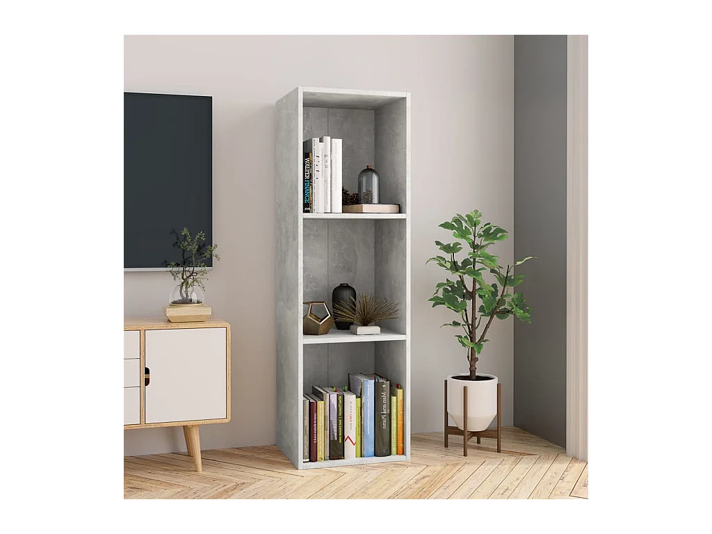 Bibliothèque Meuble TV | Etagère de rangement | Meuble de rangement Gris béton 36x30x114cm Bois d’ingénierie