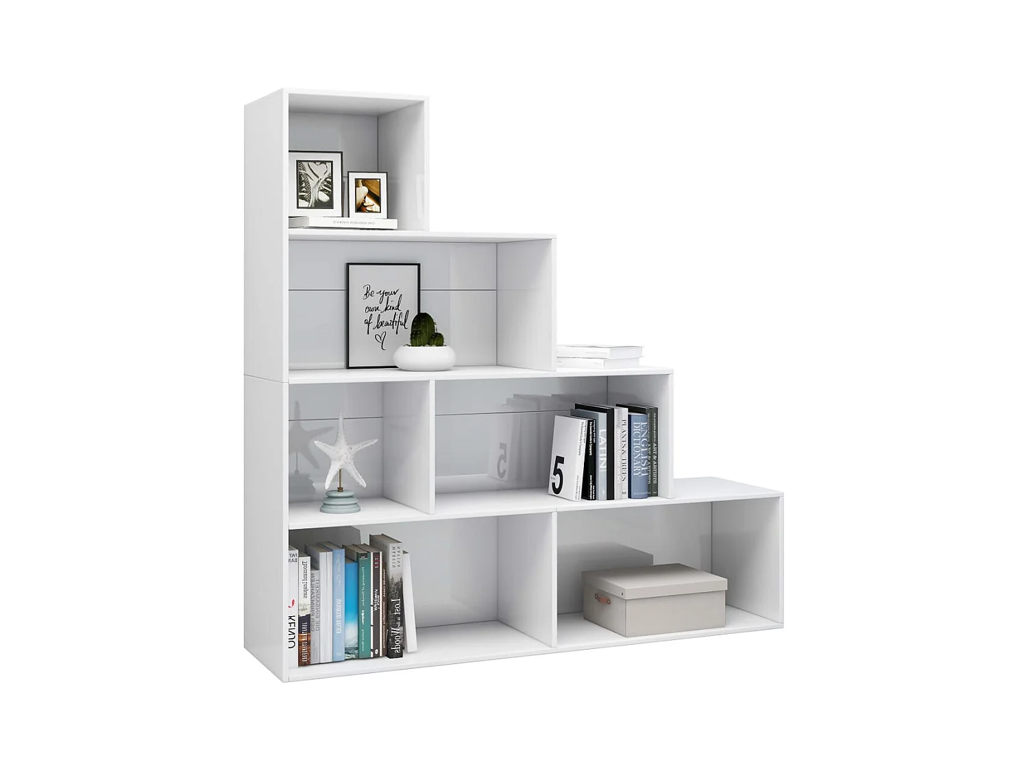 Bibliothèque | Etagère de rangement | Meuble de rangement Blanc brillant Bois ingénierie