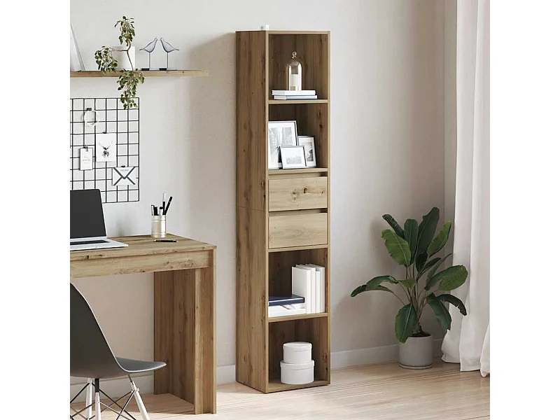 Bibliothèque | Etagère de rangement | Meuble de rangement chêne artisanal 36x30x171 cm bois d'ingénierie