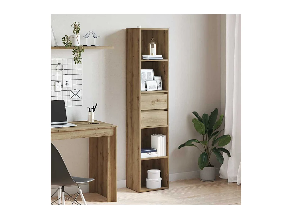 Bibliothèque | Etagère de rangement | Meuble de rangement chêne artisanal 36x30x171 cm bois d'ingénierie