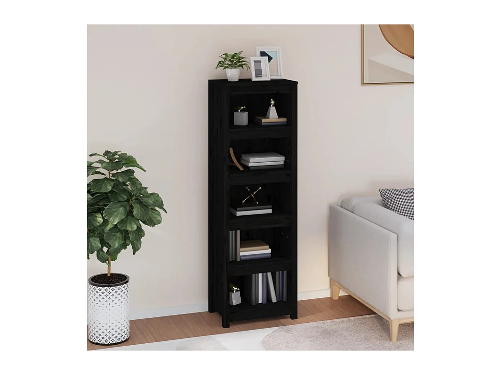 Bibliothèque | Etagère de rangement | Meuble de rangement Noir 50x35x154 cm Bois de pin massif