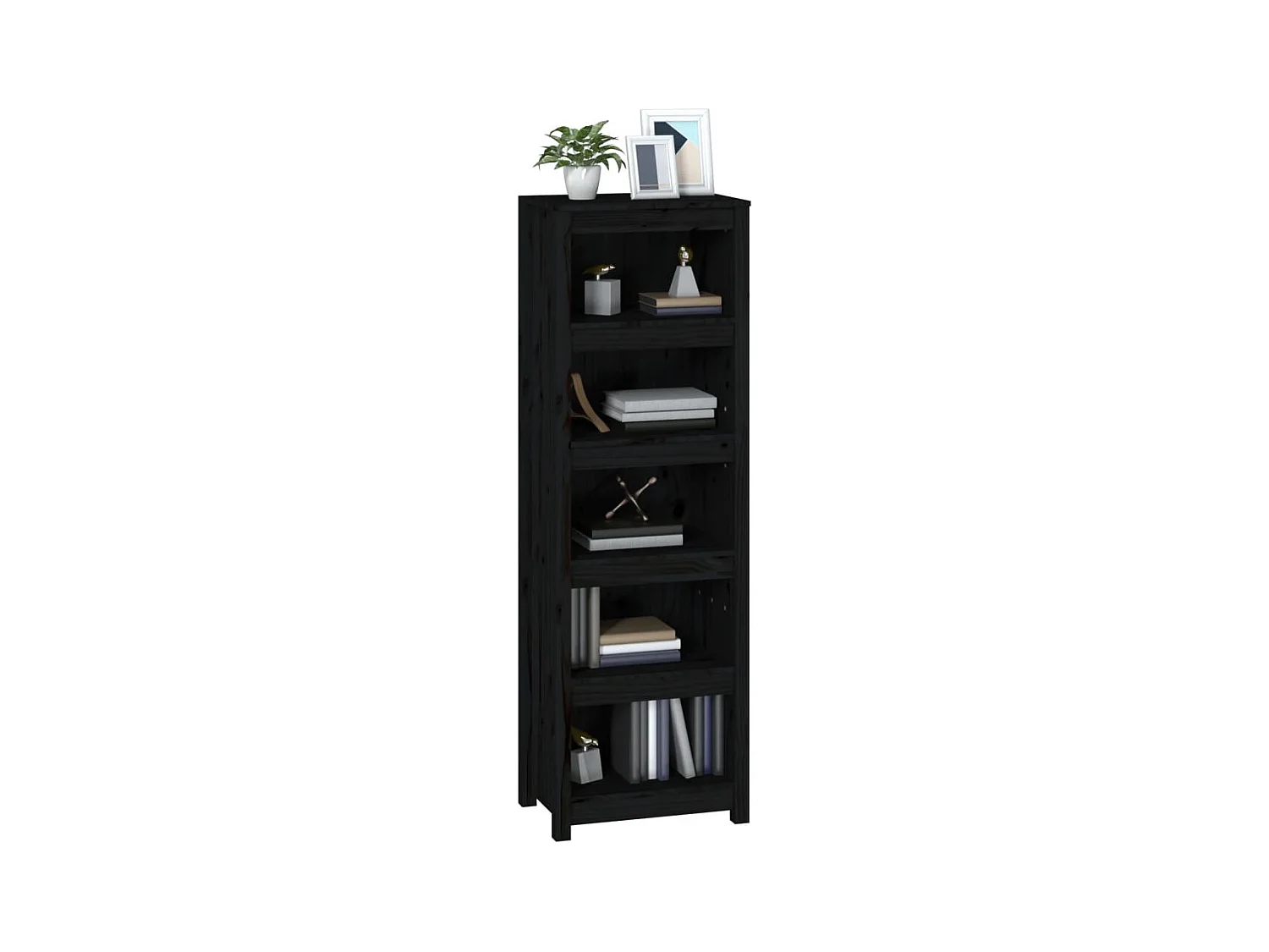 Bibliothèque | Etagère de rangement | Meuble de rangement Noir 50x35x154 cm Bois de pin massif