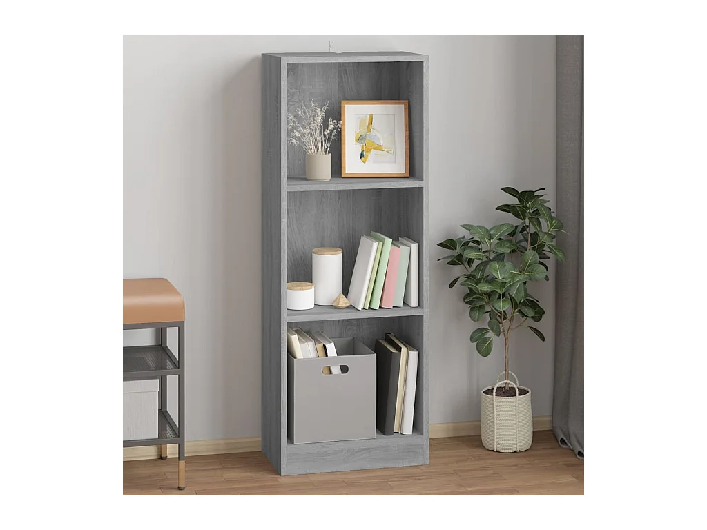 Bibliothèque | Etagère de rangement | Meuble de rangement 3 niveaux Sonoma gris 40x24x109 cm