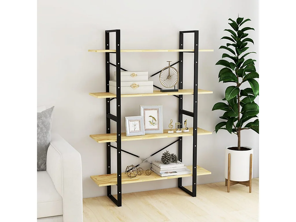 Libreria | Scaffale | Mobile di stoccaggio a 4 Ripiani 100x30x140 cm in Legno Massello di Pino