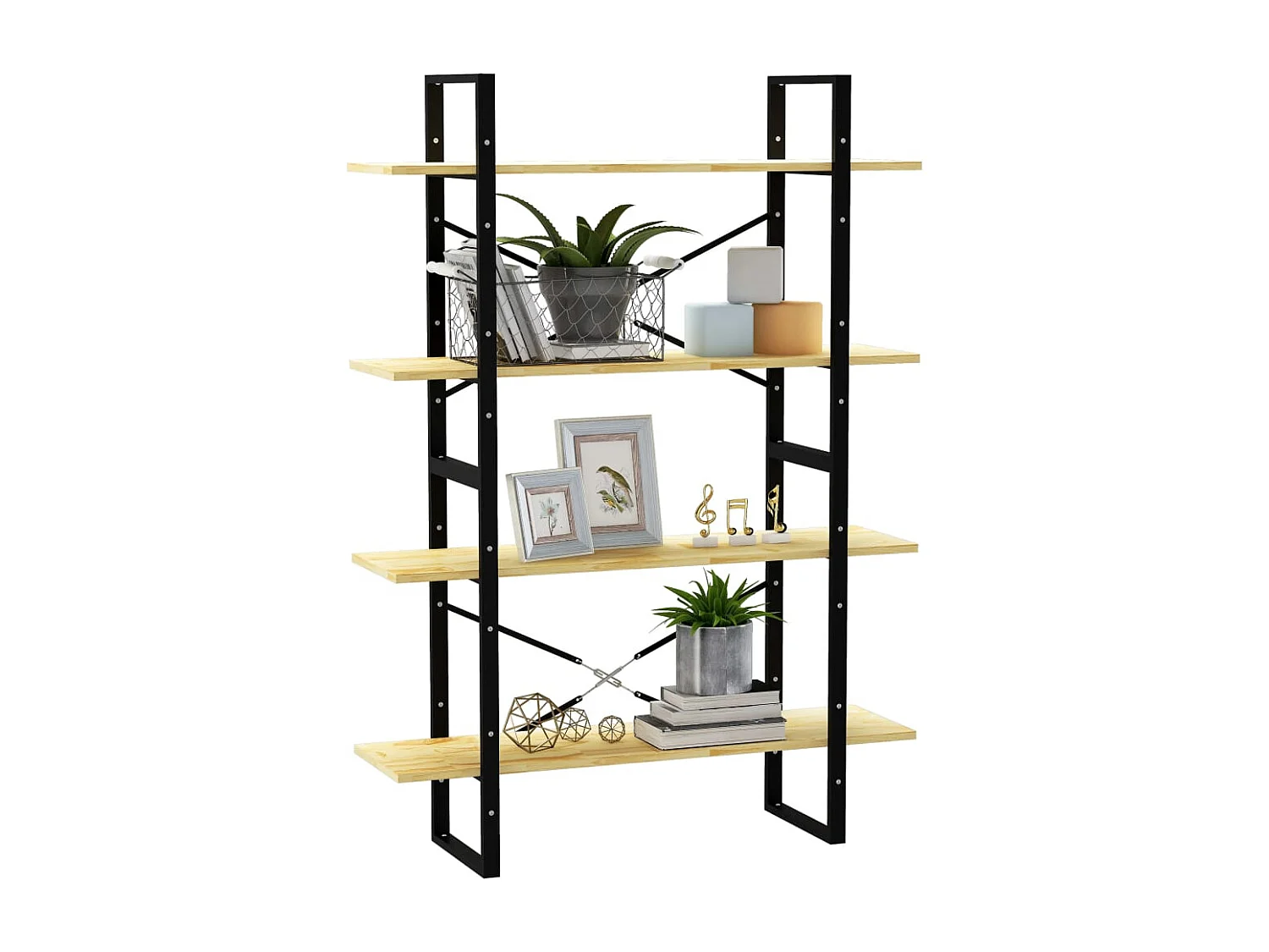 Libreria | Scaffale | Mobile di stoccaggio a 4 Ripiani 100x30x140 cm in Legno Massello di Pino