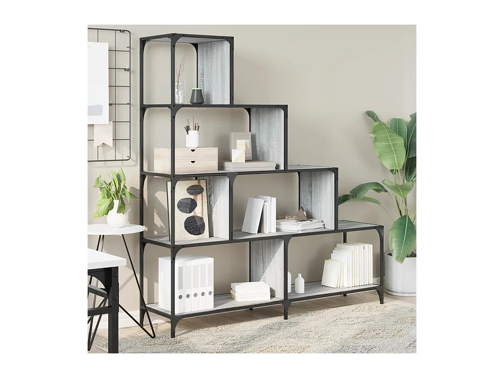 Bibliothèque | Etagère de rangement | Meuble de rangement à 4 niveaux sonoma gris bois d'ingénierie
