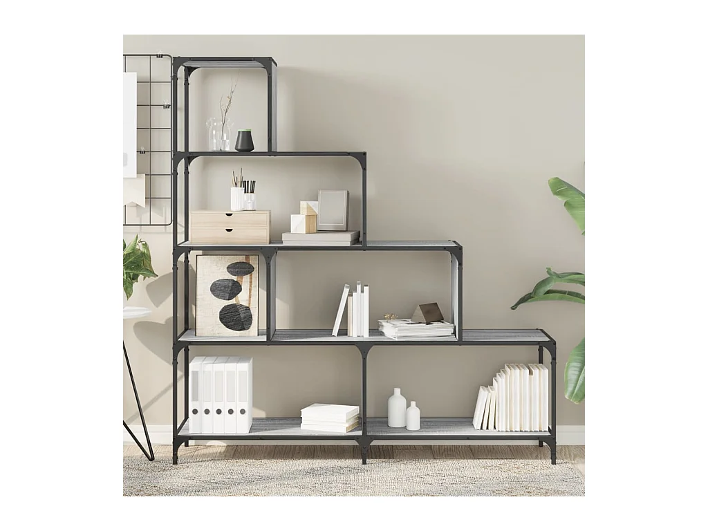 Bibliothèque | Etagère de rangement | Meuble de rangement à 4 niveaux sonoma gris bois d'ingénierie