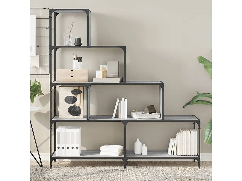 Libreria | Scaffale | Mobile di stoccaggio 4 Ripiani Grigio Sonoma 139x33,5x149 Legno Multistrato
