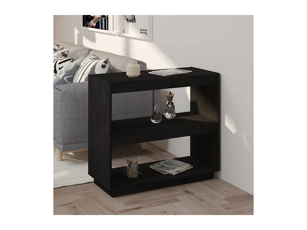 Libreria | Scaffale | Mobile di stoccaggio Nera 80x35x71 cm in Legno Massello di Pino