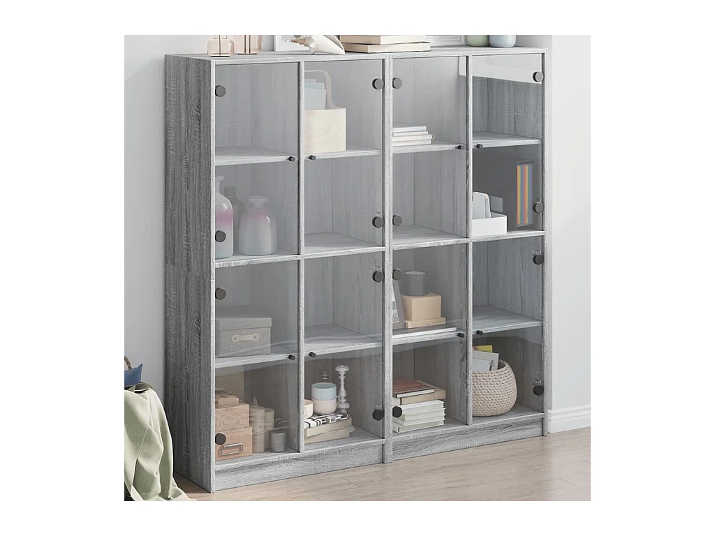 Bibliothèque | Etagère de rangement | Meuble de rangement avec portes sonoma gris 136x37x142 cm