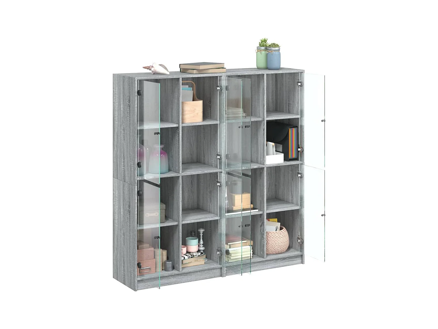 Bibliothèque | Etagère de rangement | Meuble de rangement avec portes sonoma gris 136x37x142 cm