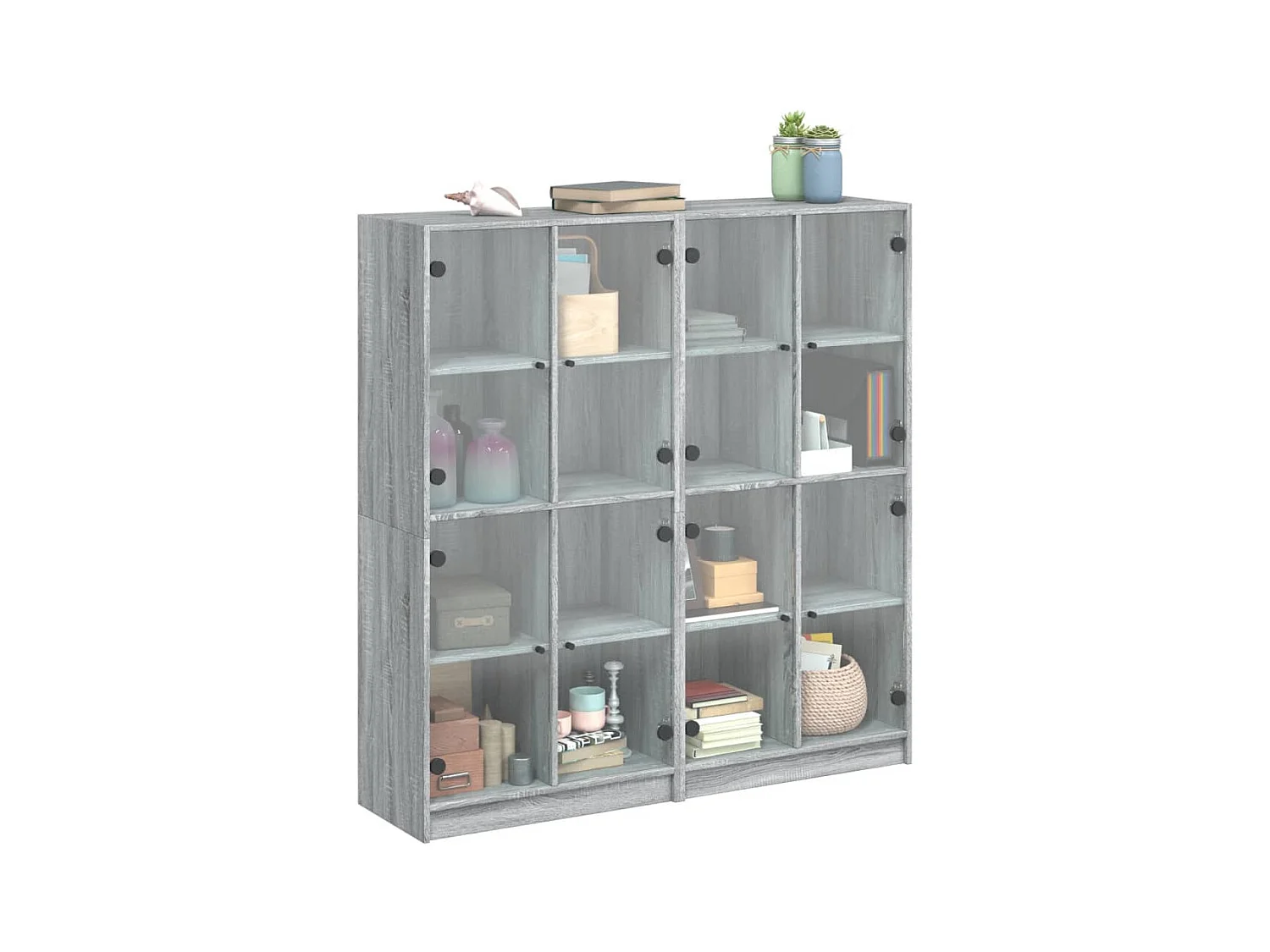 Bibliothèque | Etagère de rangement | Meuble de rangement avec portes sonoma gris 136x37x142 cm