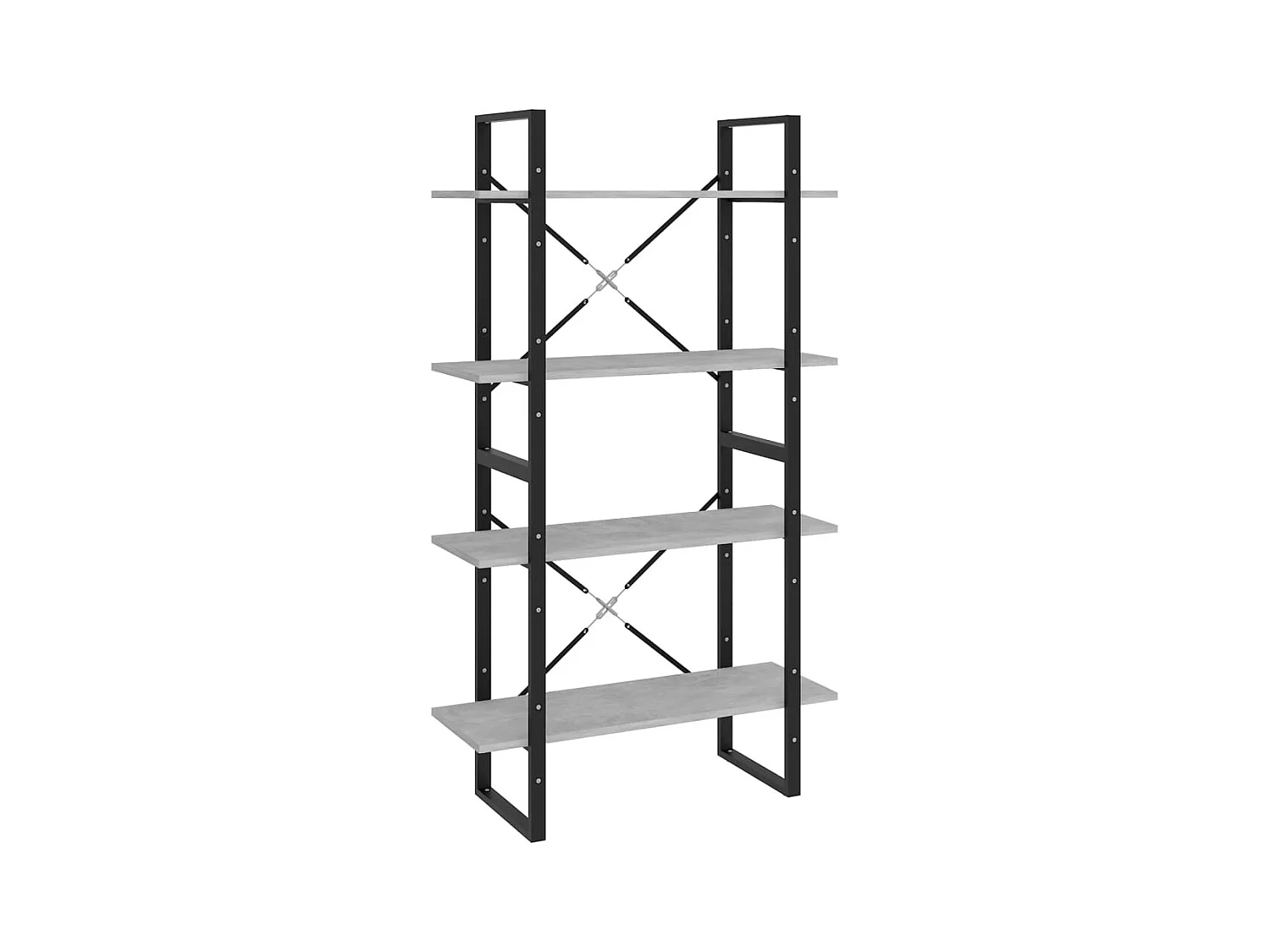 Bibliothèque | Etagère de rangement | Meuble de rangement à 4 niveaux gris béton 80x30x140cm bois ingénierie