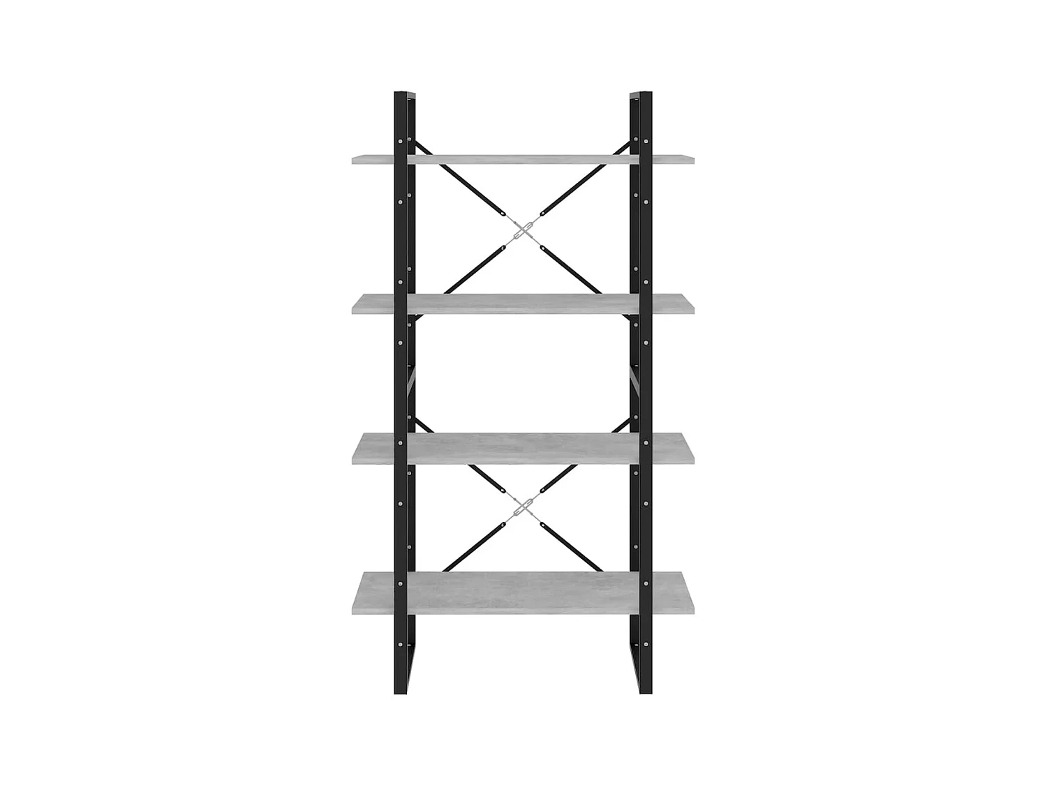 Bibliothèque | Etagère de rangement | Meuble de rangement à 4 niveaux gris béton 80x30x140cm bois ingénierie