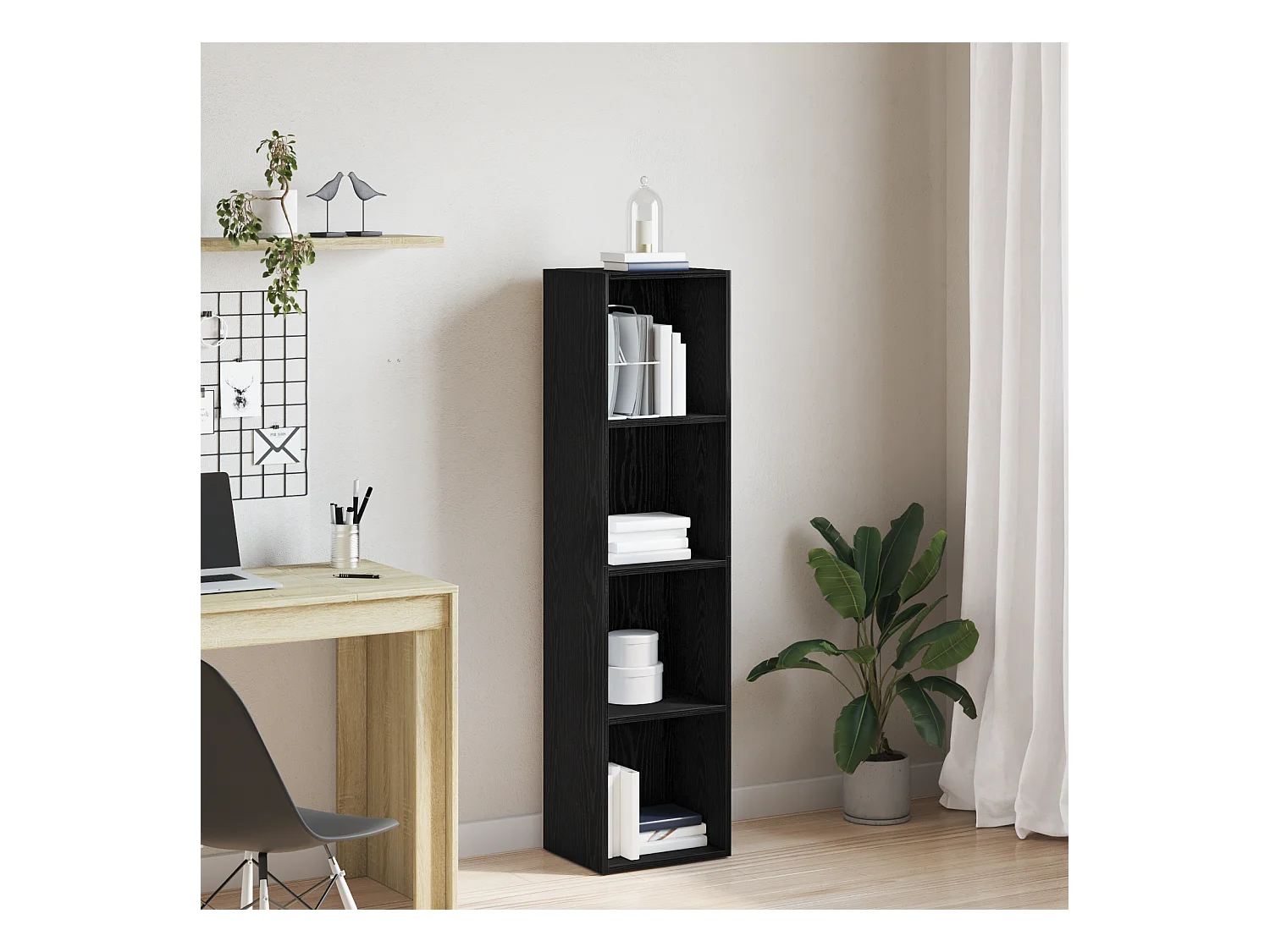 Libreria | Scaffale | Mobile di stoccaggio Rovere Nero 36x30x143 cm in Legno Multistrato