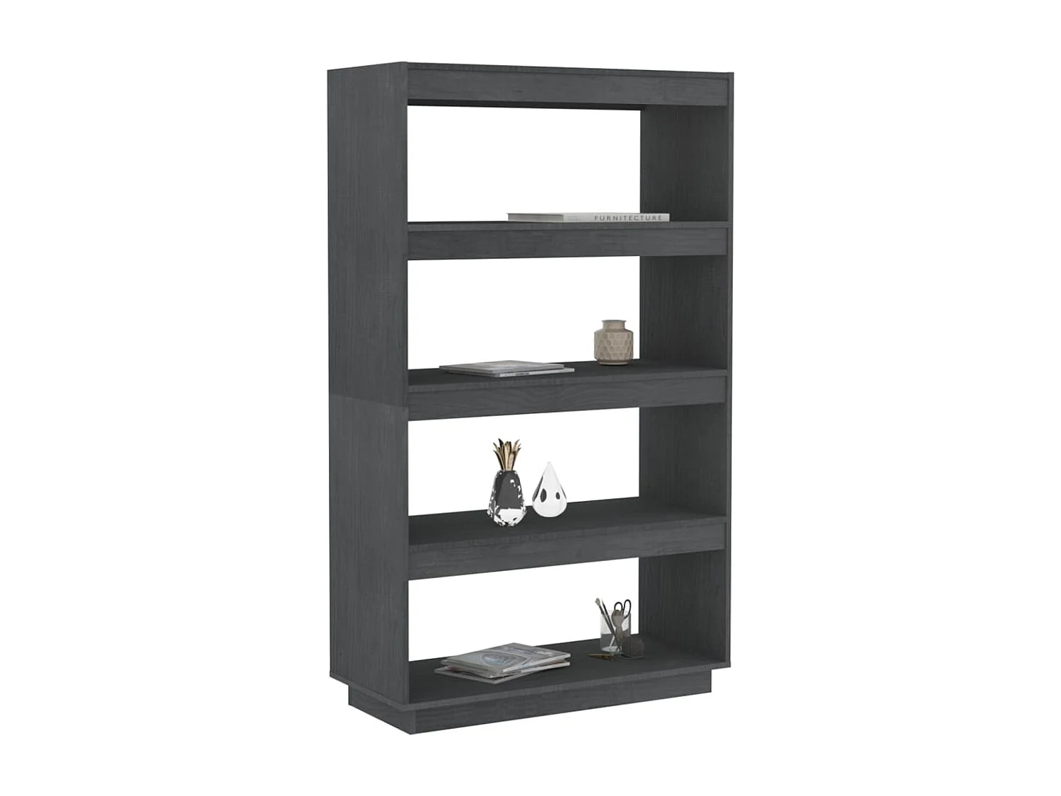 Bibliothèque | Etagère de rangement | Meuble de rangement Gris 80x35x135 cm Pin massif